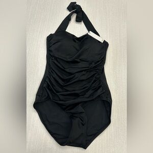 NWT Hermoza Women’s Black One Piece Halter Swimsuit